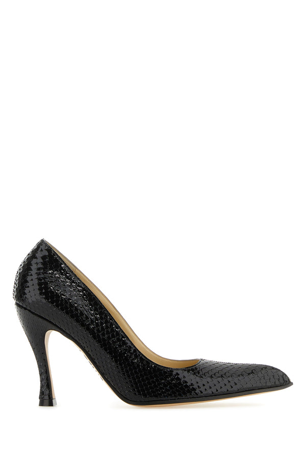 Loewe Naturalblack Perforated leather pump in black