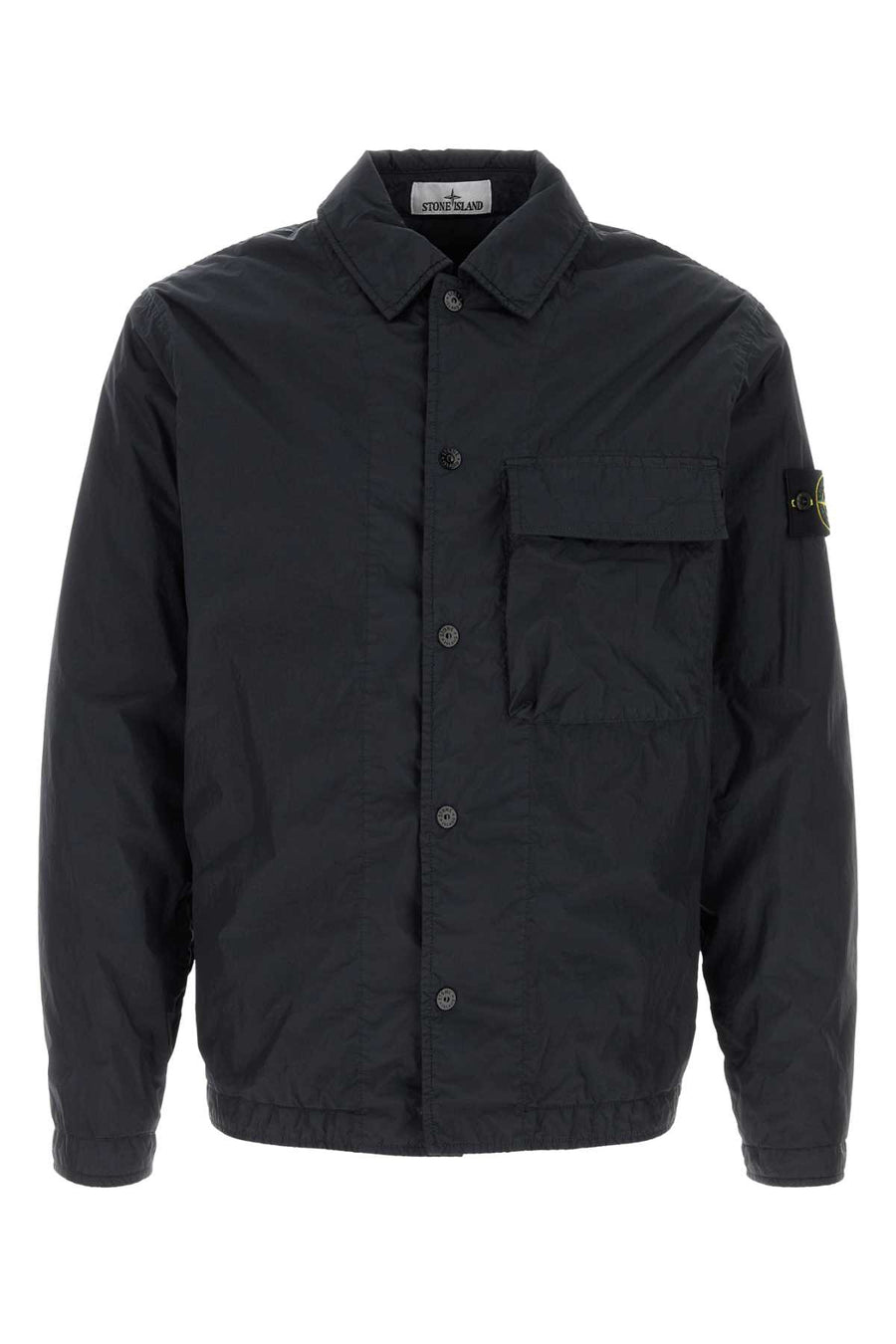 Stone Island Shell: 100% polyurethane resin coating; Main fabric: 100% polyamide jacket in navy