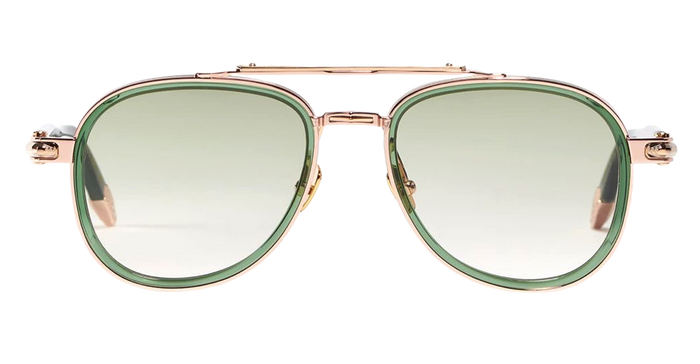 Akira - C432 Dark Green Translucid Rose Gold Nd Metal Sunglasses