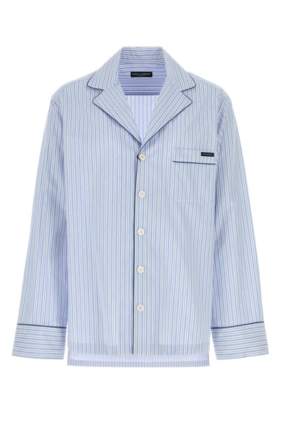 Dolce & Gabbana Striped Cotton-Silk Shirt — Blue