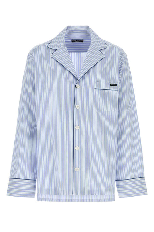Dolce & Gabbana Striped Cotton-Silk Shirt — Blue