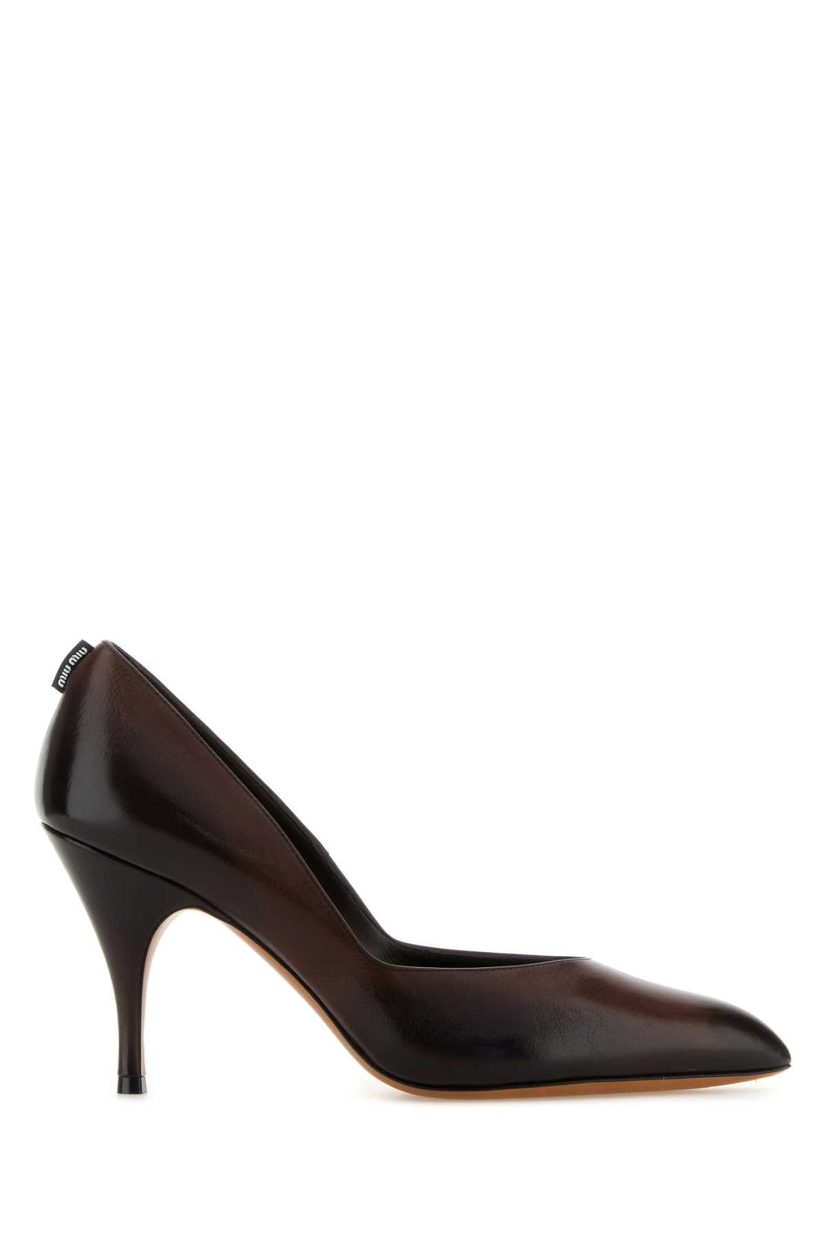 Brown Leather Pumps Moro Calfleather Scarpe Con Tacco