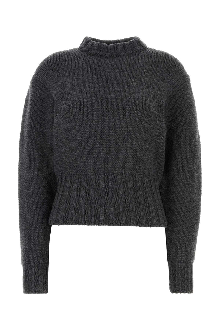 Melange Dark Grey Stretch Wool Blend Sweater Greymelange Maglieria