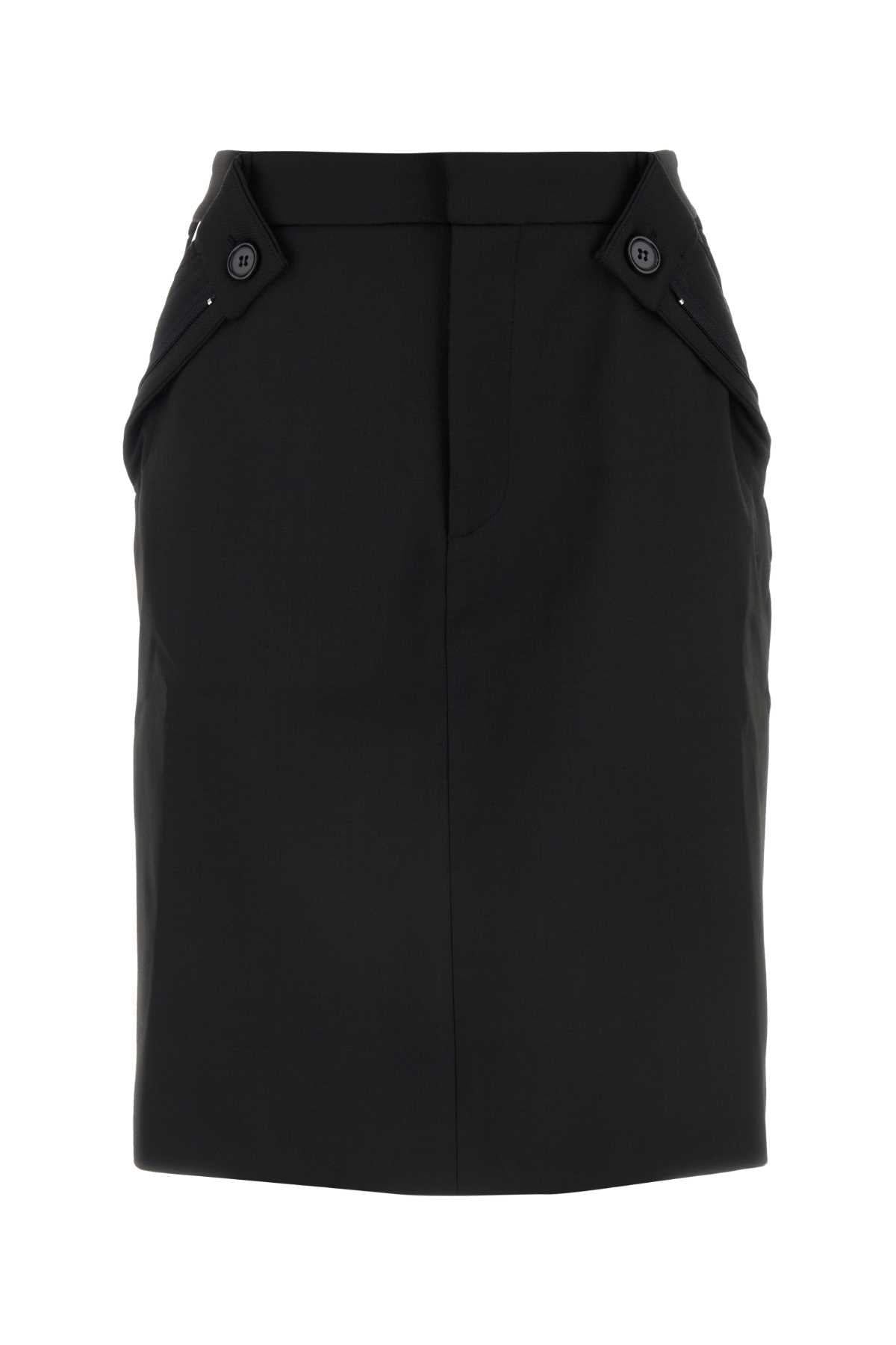 Black Stretch Polyester Blend Skirt Gonne