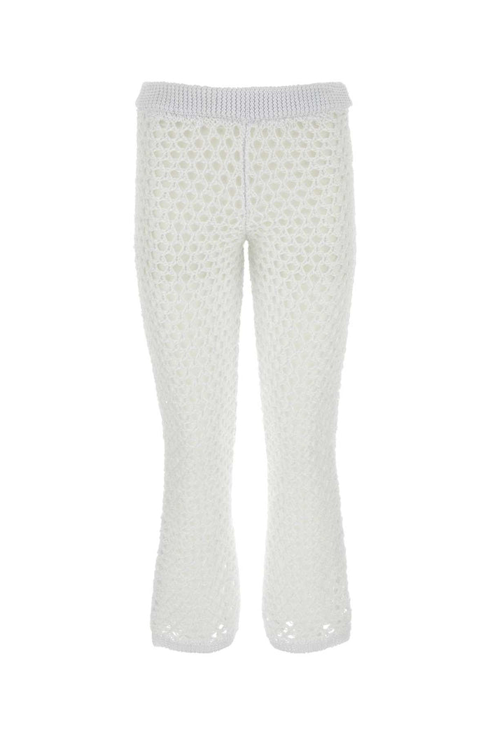 White Mesh Valentino Garavani Escape Pant Bianco Pantaloni