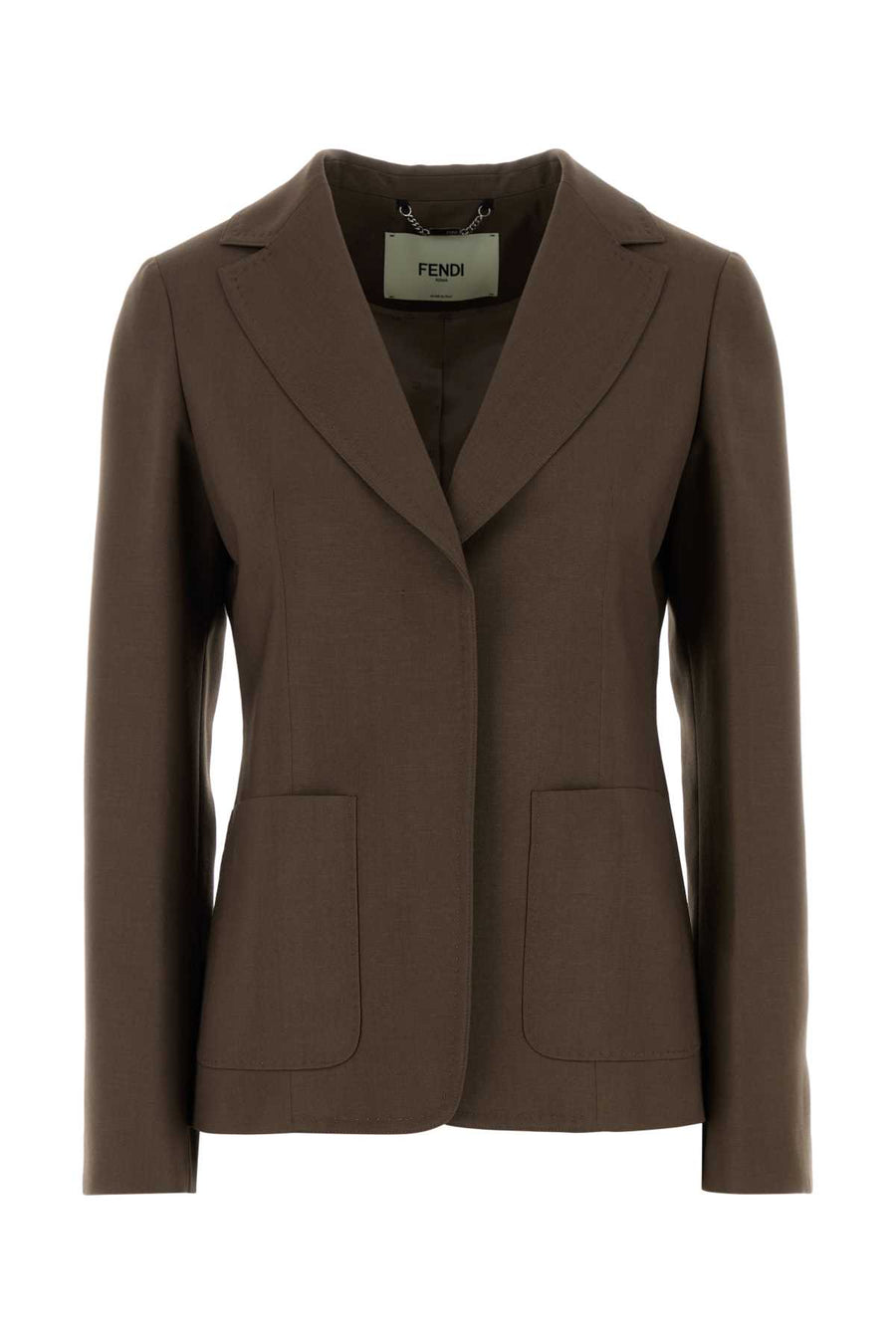 Fendi Single Exterior: 75% Wool 25% Mohair; Lining: 100% Viscose blazer in brown