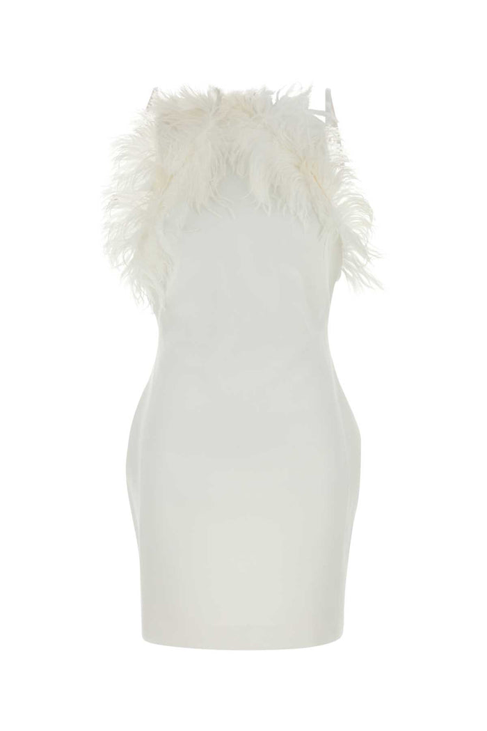 White Stretch Cady Mini Dress Abiti