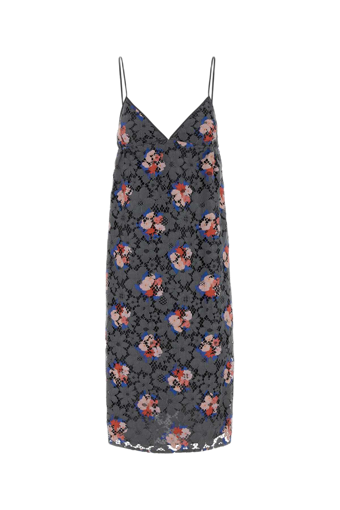 Printed Lace Dress Asfalto-26 Abiti