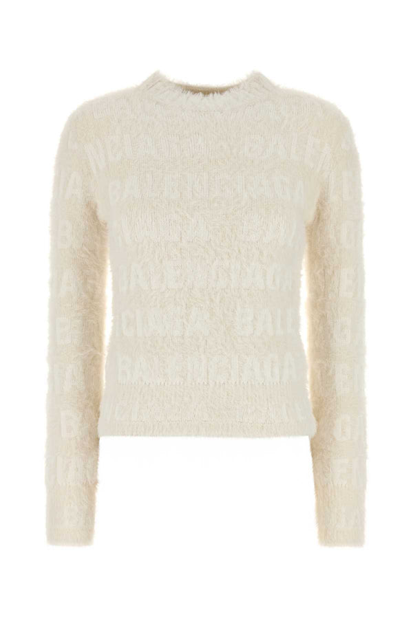 Balenciaga Fitted 50% Wool sweater in white