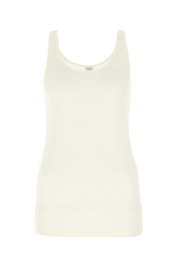 Saint Laurent 52% Modal tank top in white