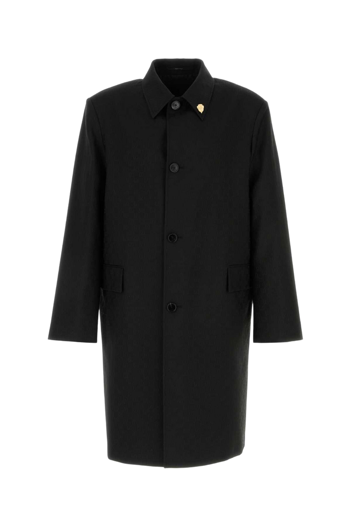 Black Polyester Blend Coat Mix Cappotti