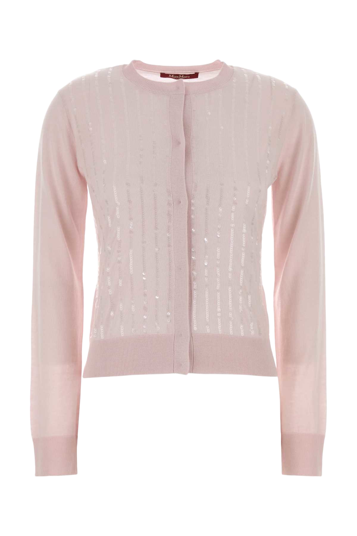 Pastel Pink Silk Blend Libbra Cardigan Rosa Exterior: Wool Maglieria