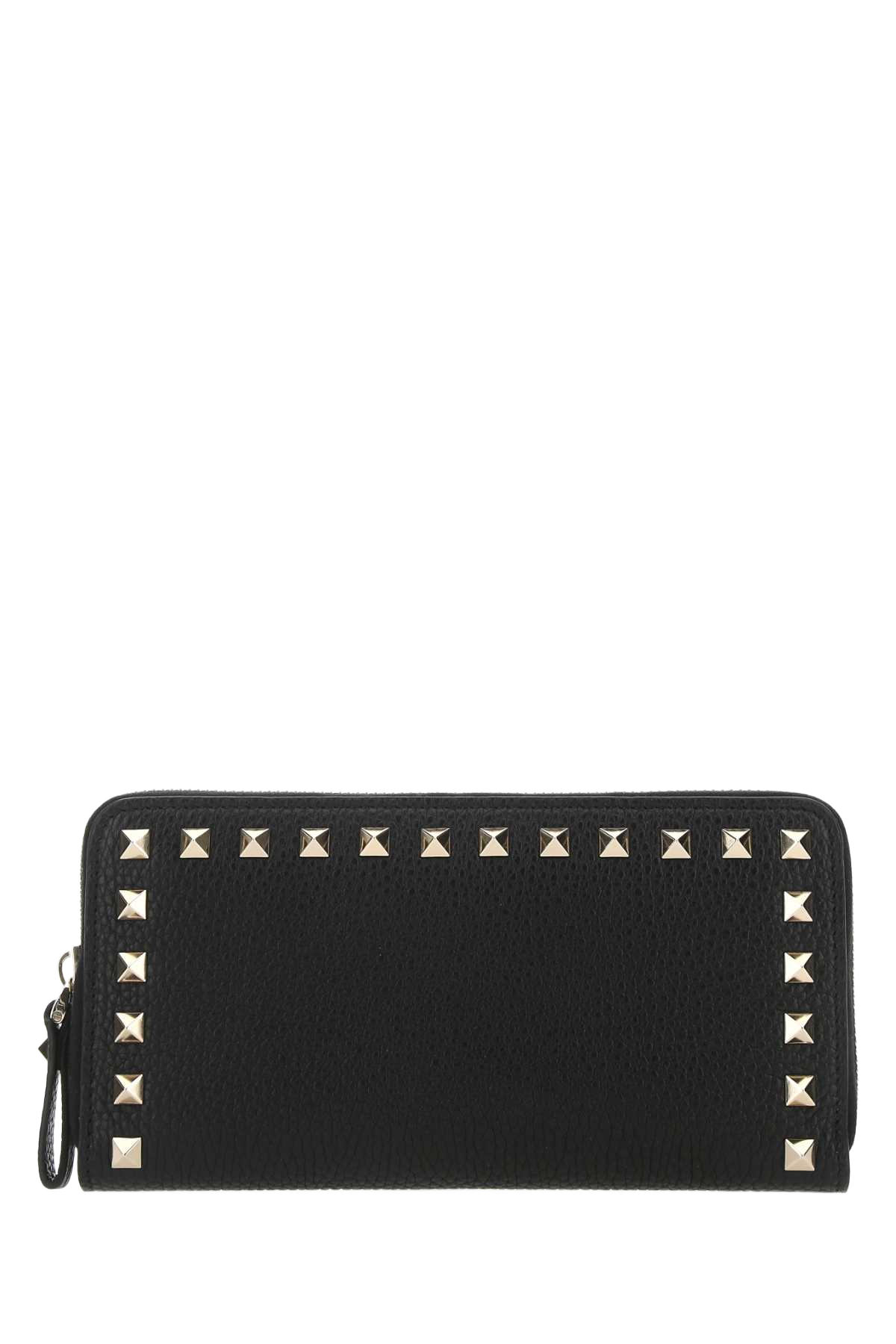 Black Leather Rockstud Wallet Nero Portafogli