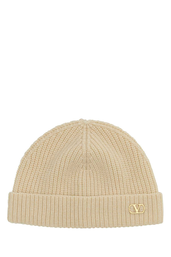 Valentino Garavani Knitted 100% Cashmere beanie in beige