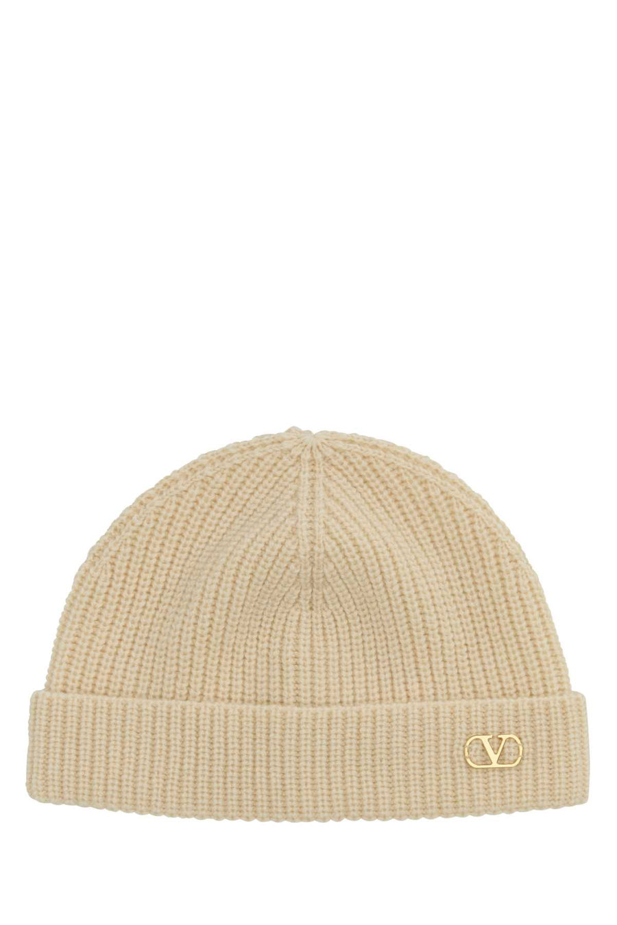 Valentino Garavani Knitted 100% Cashmere beanie in beige