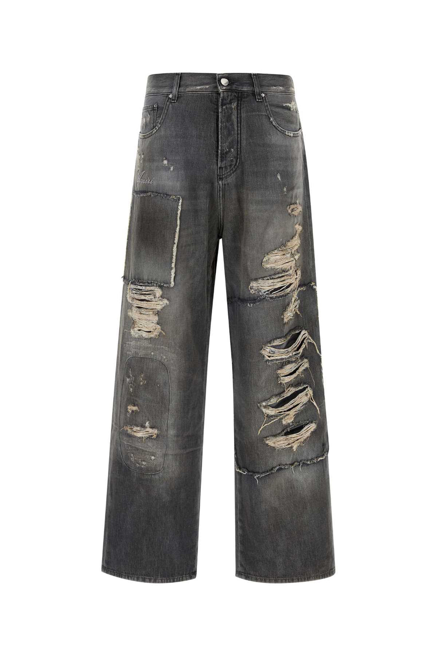 Amiri Repaired 100% Cotton jeans in gray
