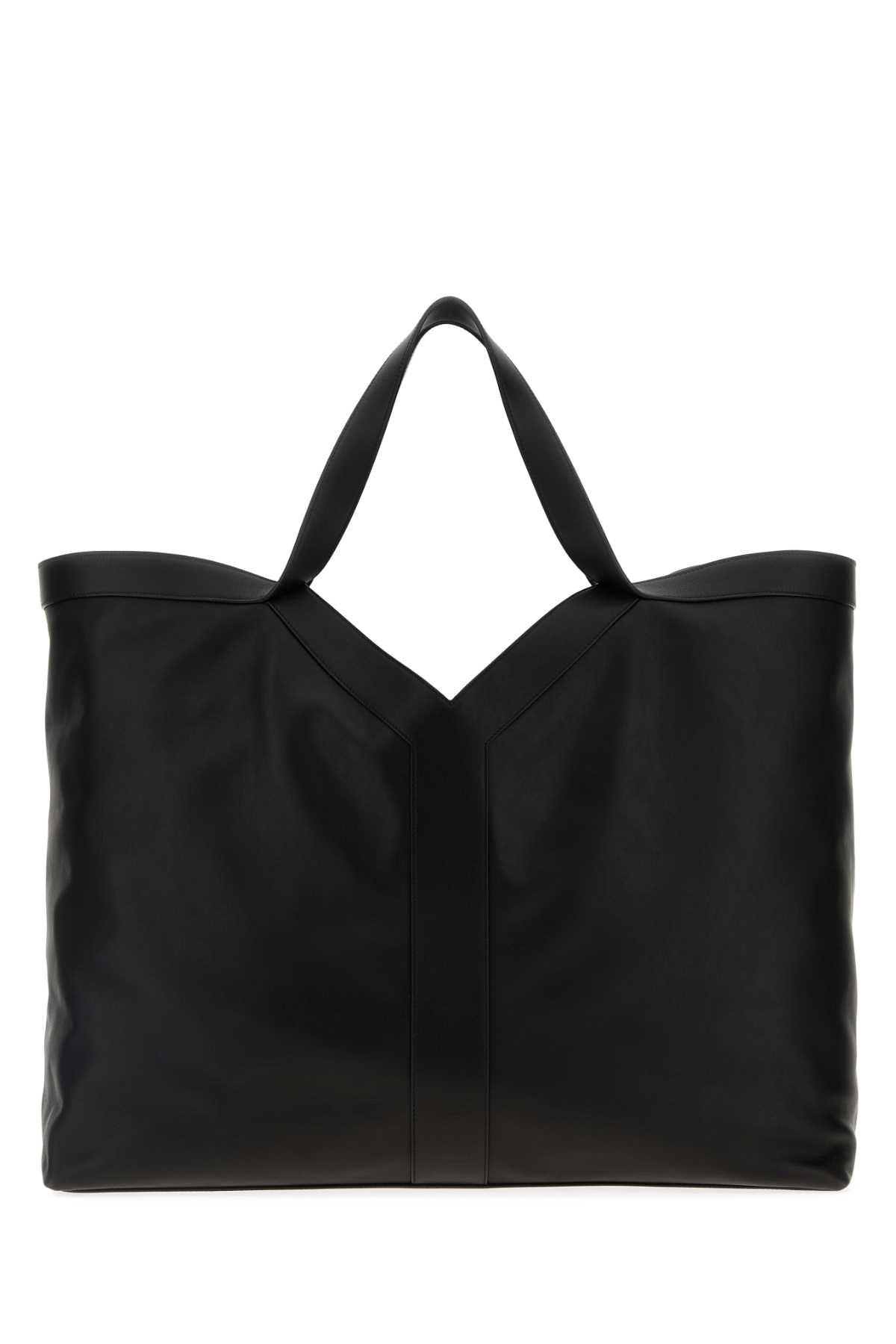 Black Leather Maxi Shopping Bag Nero Exterior: Calf Lining: Suede Borse A Mano