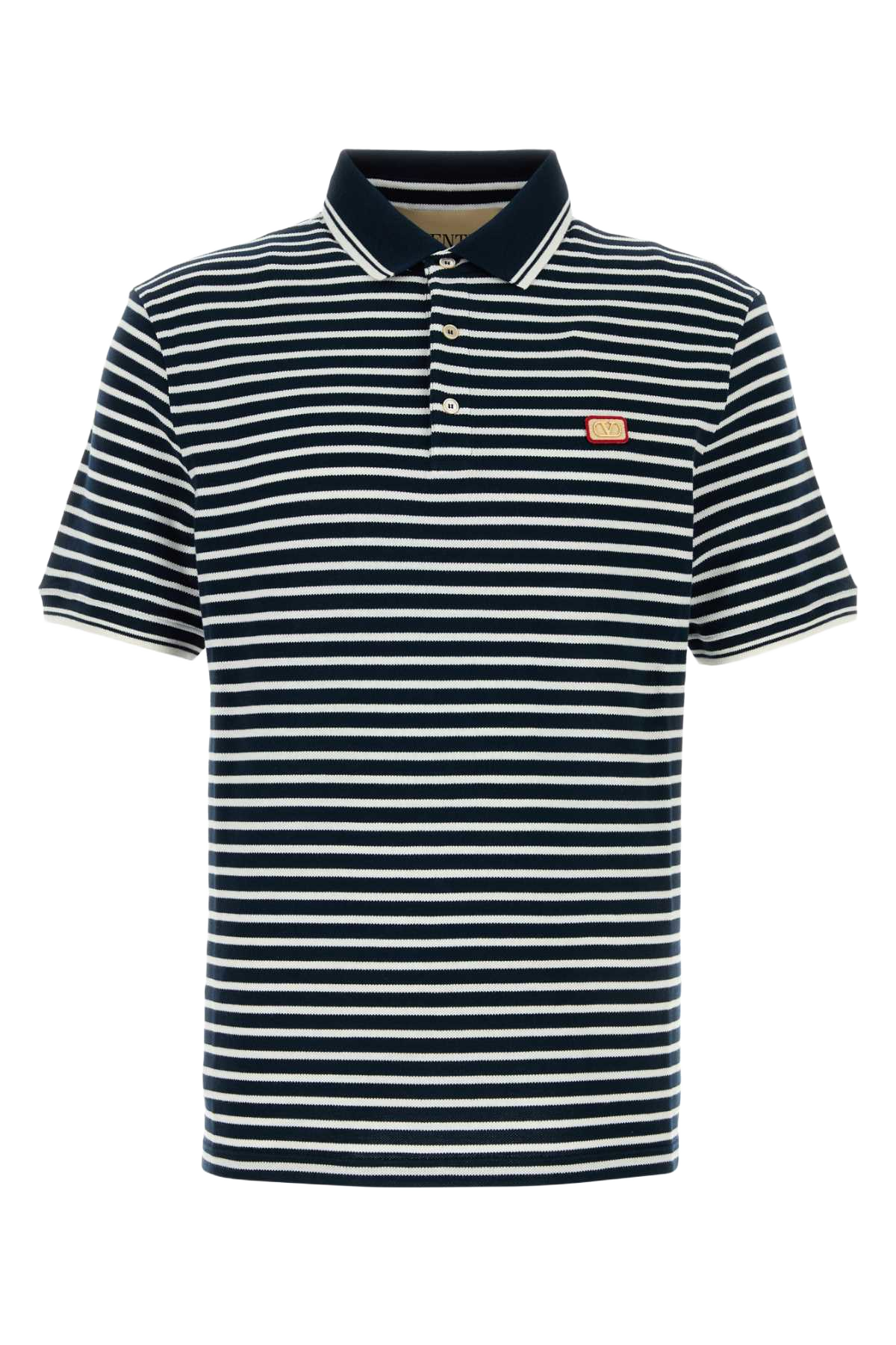 Embroidered Piquet Polo Shirt Biancoblu Cotton