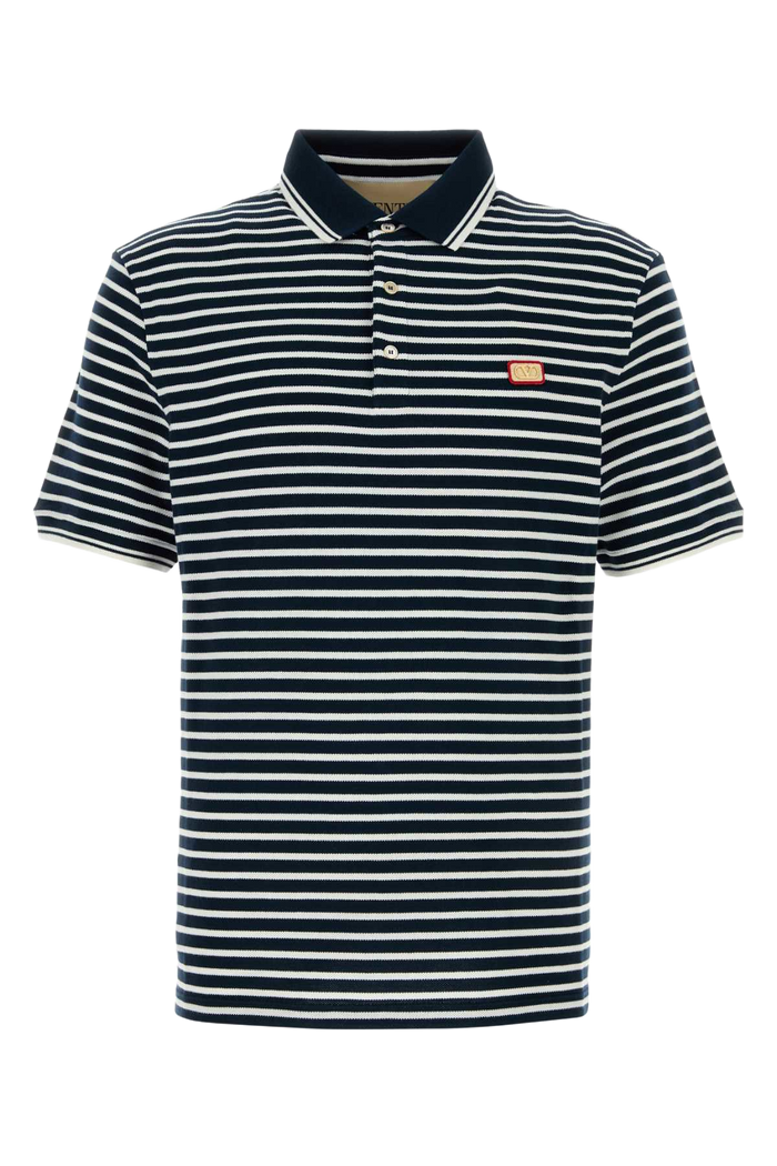 Embroidered Piquet Polo Shirt Biancoblu Cotton