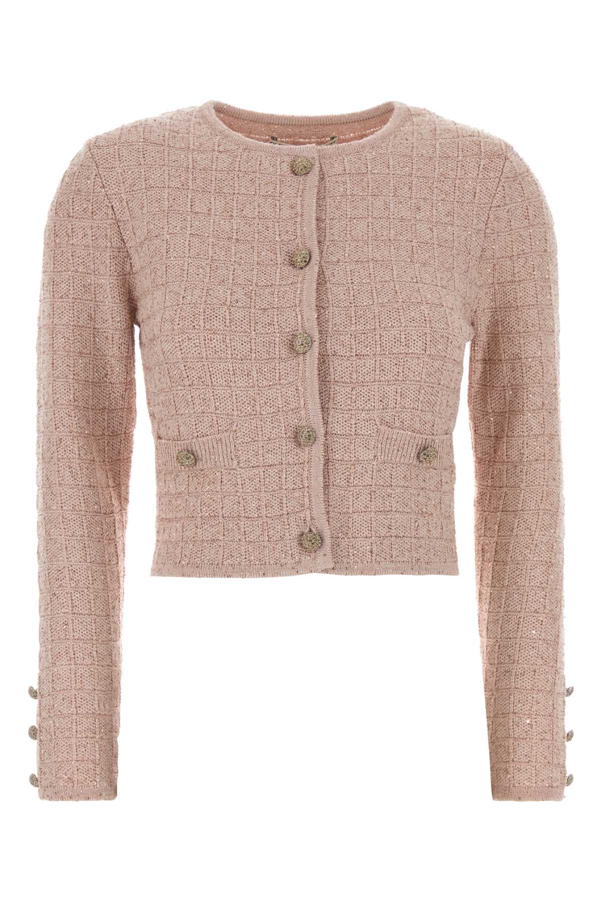 Pink Boucle Cardigan Maglieria