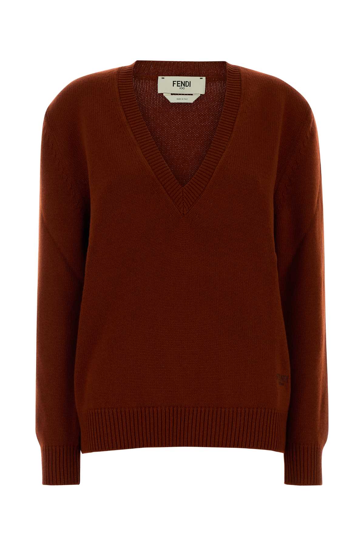 Brick Stretch Cashmere Sweater Rust-25 Exterior: Elastane Maglieria