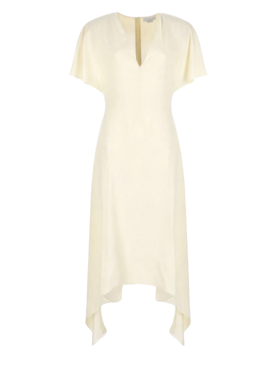 V-Neck Midi Dress White Acetate Viscose