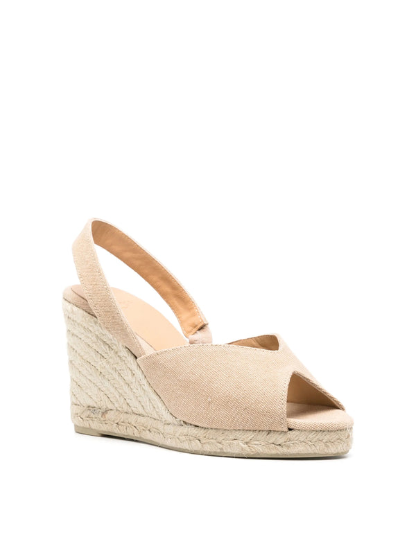Castaner Linen canvas wedge sandal in beige
