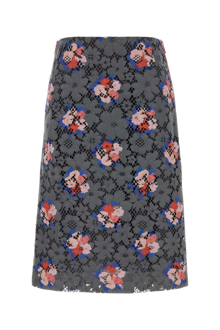 Printed Lace Skirt Asfalto-26 Gonne