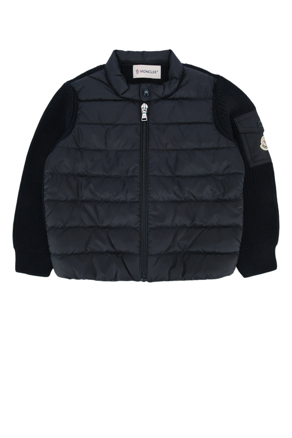 Moncler Jr Collar: 100% Polyamide/Nylon; Outer Front: 100% Polyamide/Nylon; Sleeves: 100% Cotton down jacket in navy