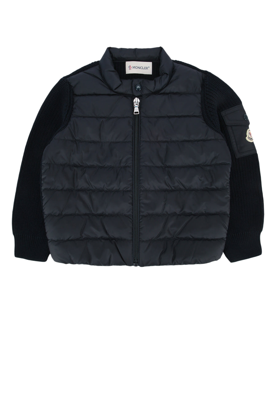 Moncler Jr Collar: 100% Polyamide/Nylon; Outer Front: 100% Polyamide/Nylon; Sleeves: 100% Cotton down jacket in navy