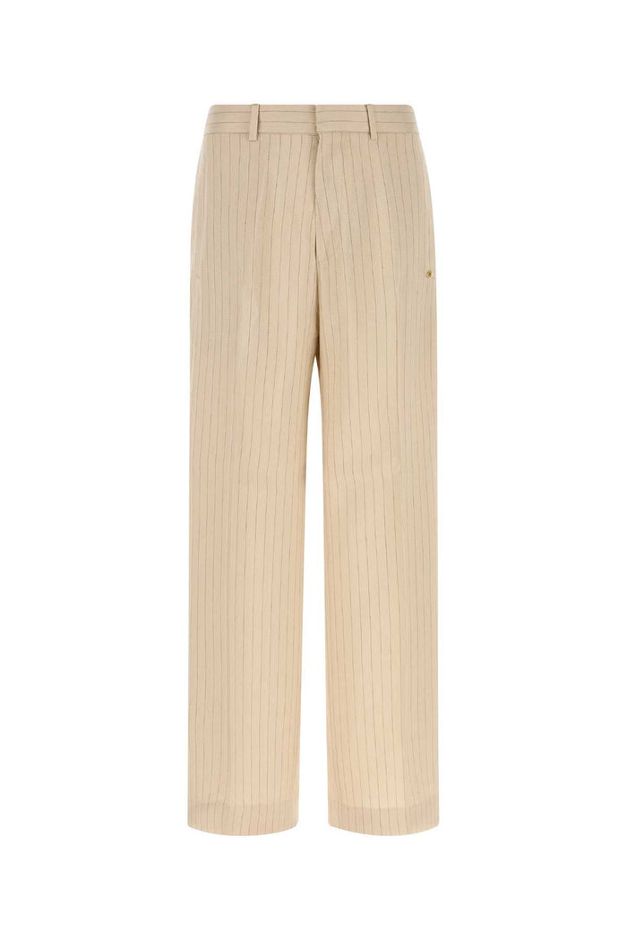 Embroidered Jersey Wide-Leg Pant Alabaster Exterior: Viscose Linen Pantaloni