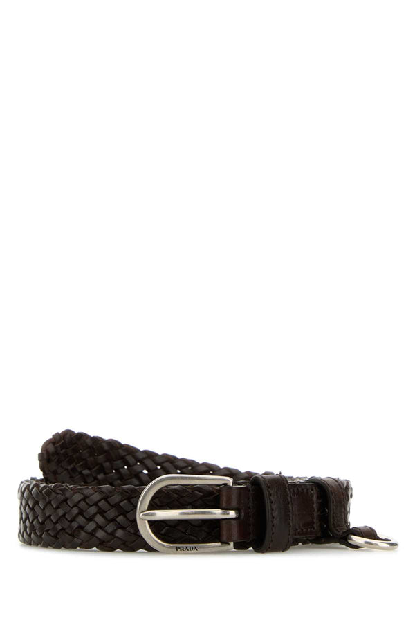 Prada 100% vitello leather belt in brown