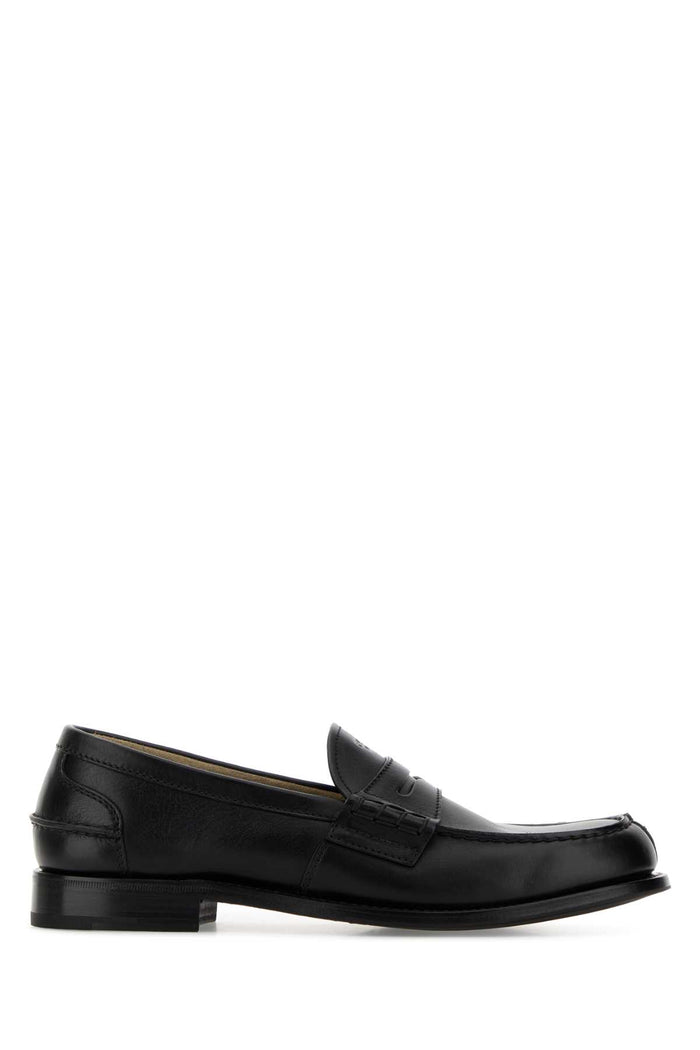 Black Leather Loafers Nero Mocassini