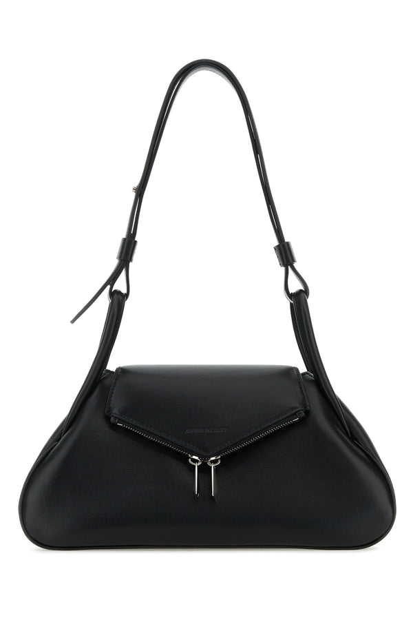 Amina Muaddi Blksil Leather shoulder bag in black