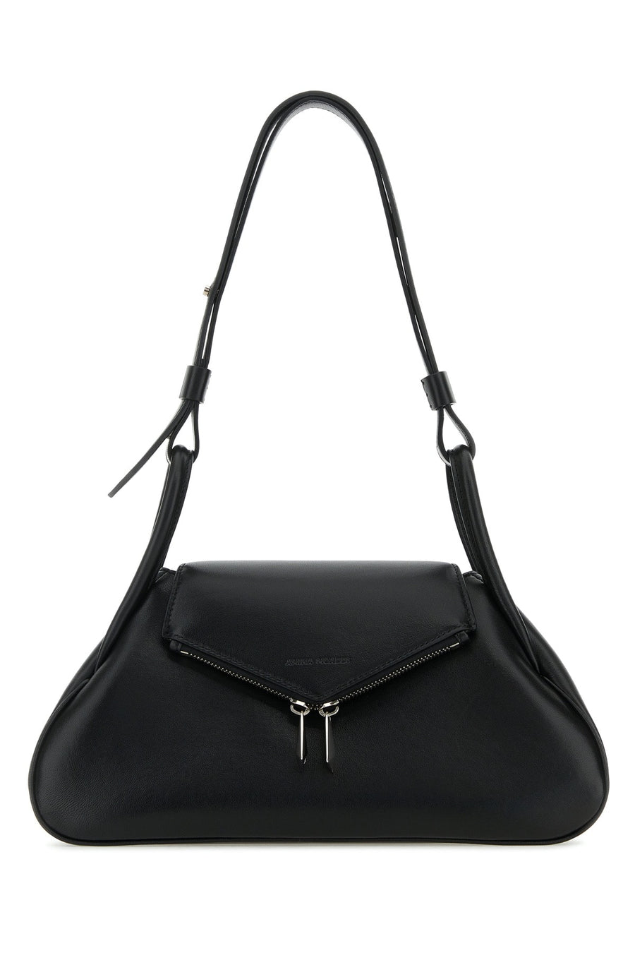 Amina Muaddi Blksil Leather shoulder bag in black