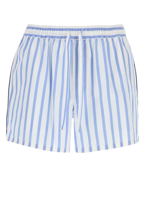 Dolce & Gabbana Striped Cotton-Silk Shorts — Blue