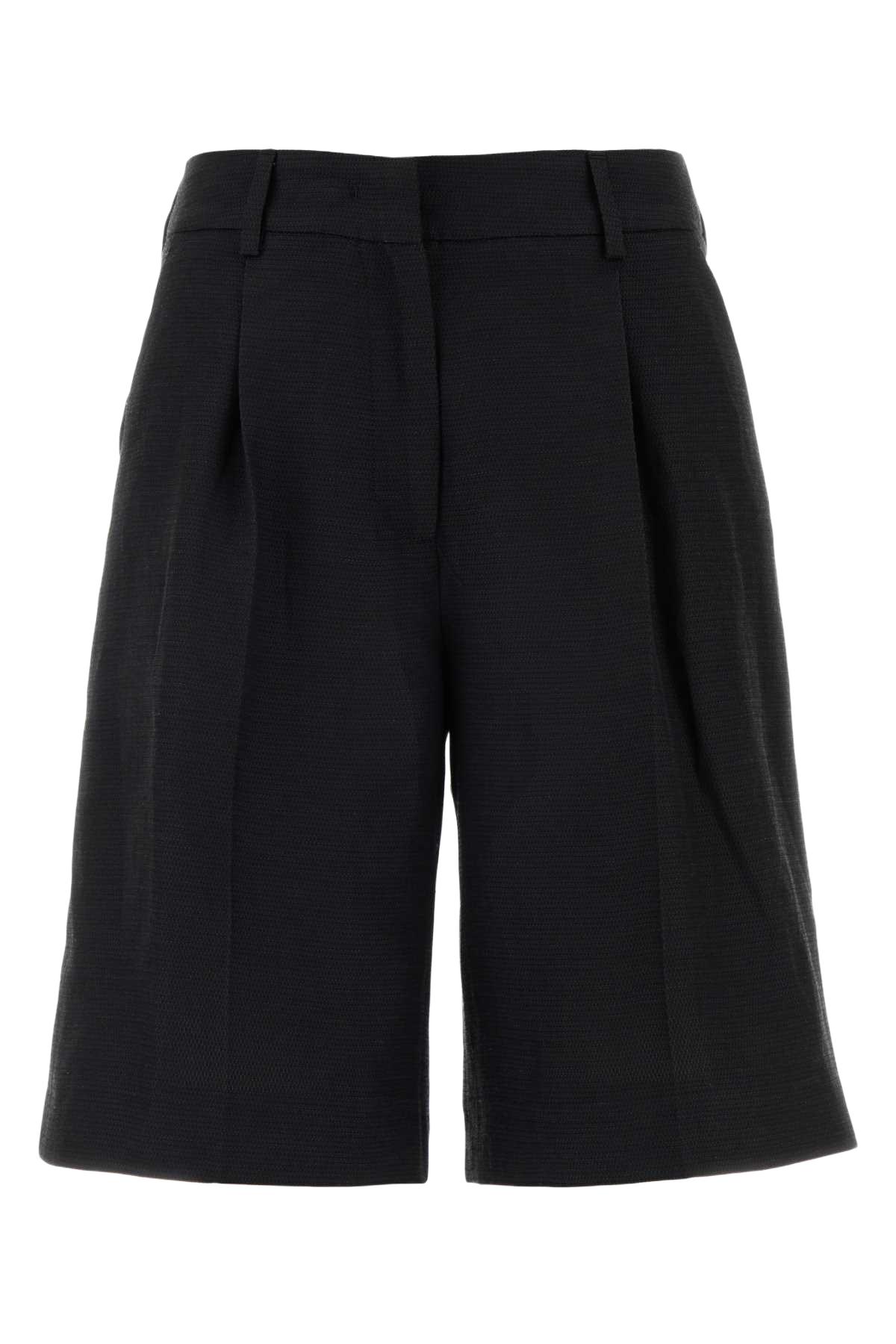 Slate Viscose Blend Simone Bermuda Shorts Nero