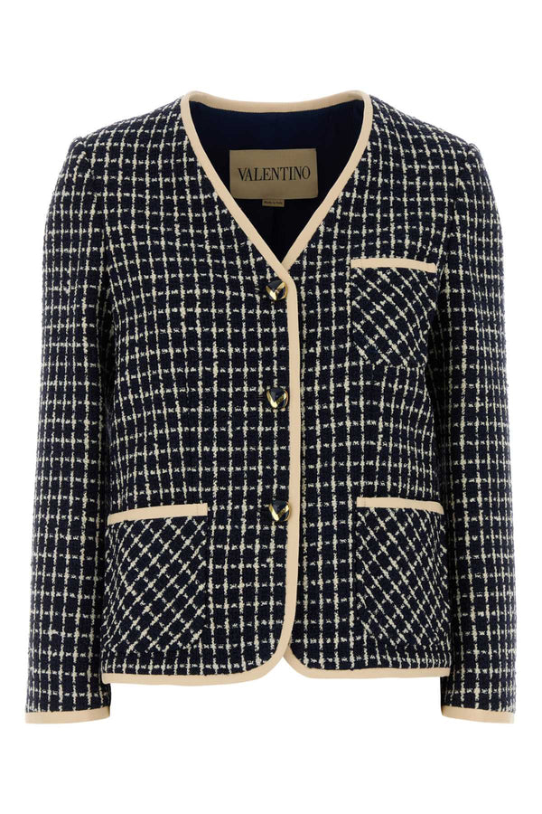 Valentino Garavani Exterior: 77% Virgin wool 17% Cotton 6% Nylon; Lining: 75% Acetate 25% Silk blazer in black