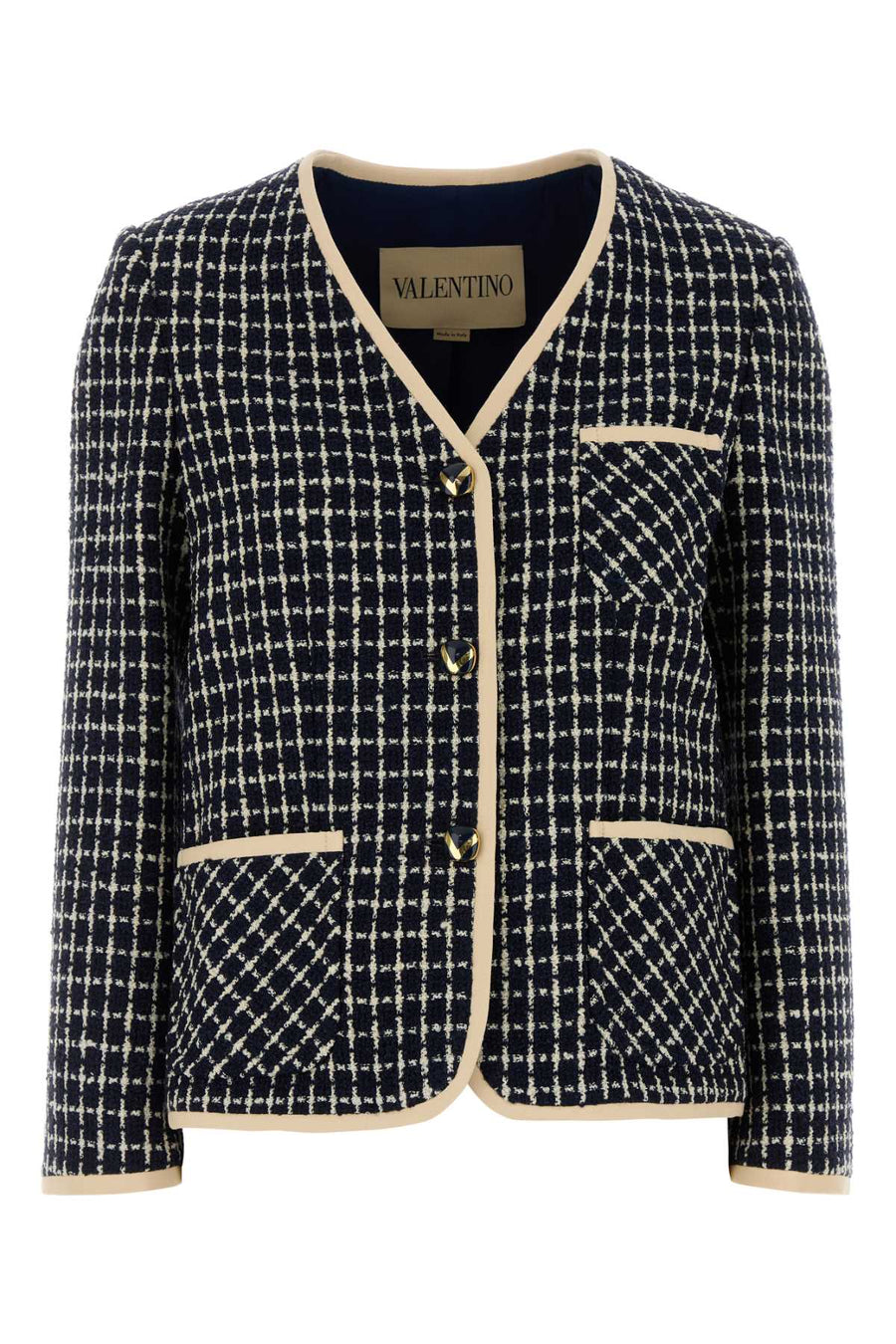 Valentino Garavani Exterior: 77% Virgin wool 17% Cotton 6% Nylon; Lining: 75% Acetate 25% Silk blazer in black