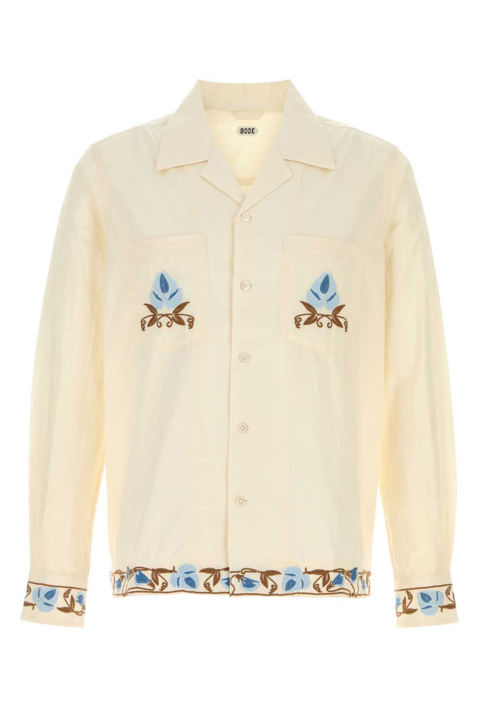 Cream Cotton Nouveau Vine Shirt Exterior: Camicie