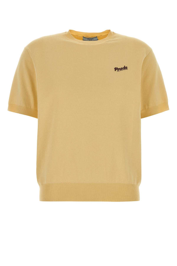 Prada 90% Recycled silk t-shirt in yellow