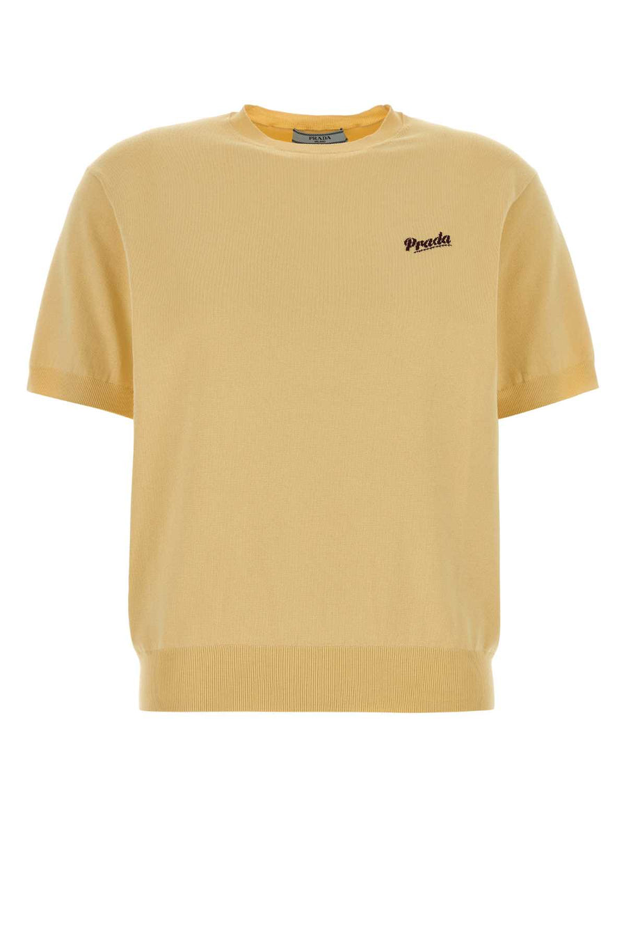 Prada 90% Recycled silk t-shirt in yellow