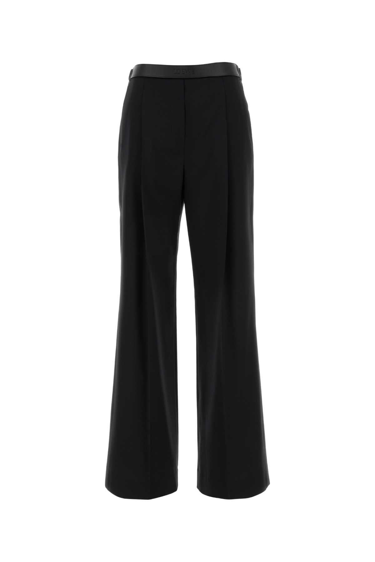 Black Wool Wide-Leg Pant Exterior: Pantaloni