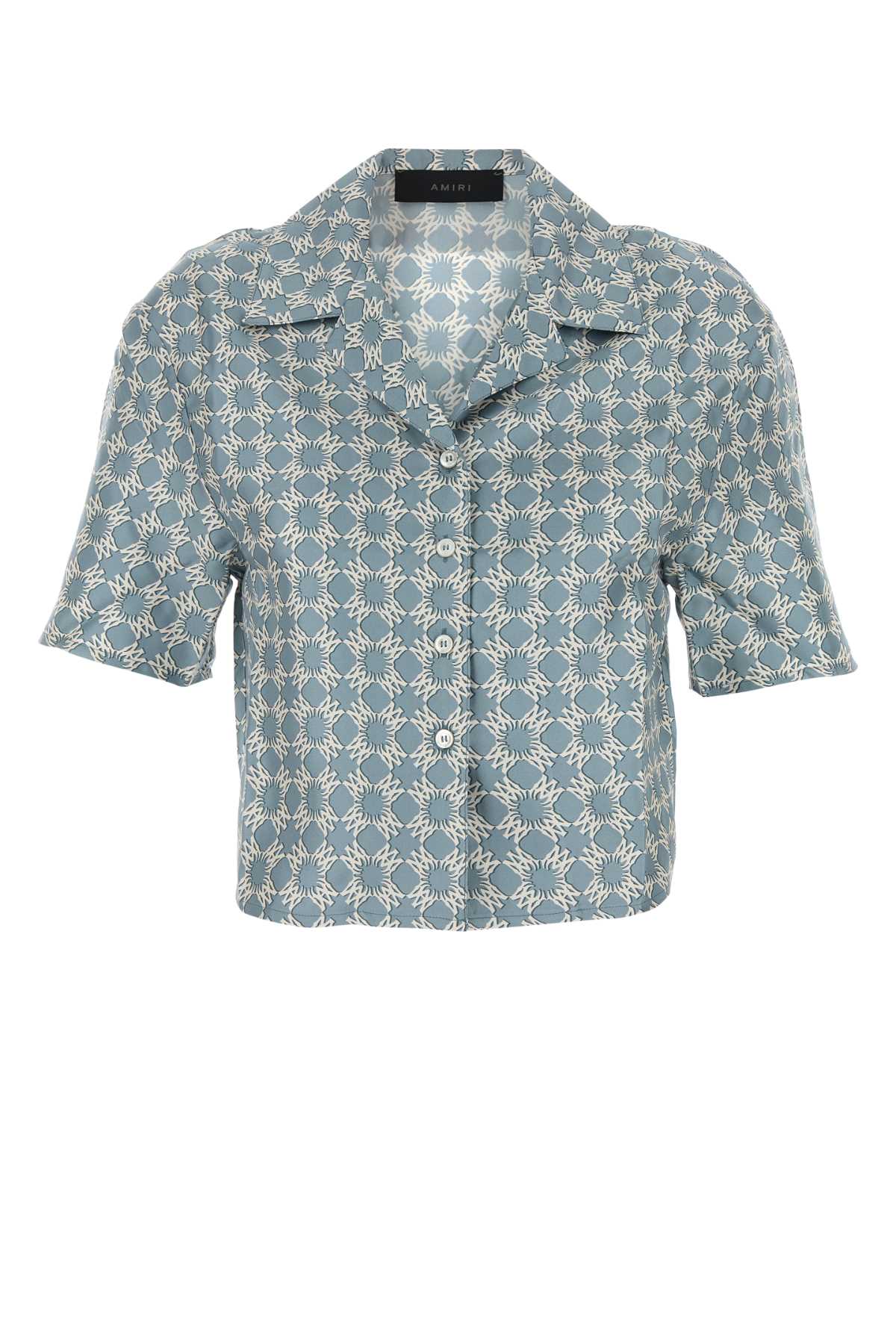Printed Silk Shirt Dustyblue Exteiror: Camicie