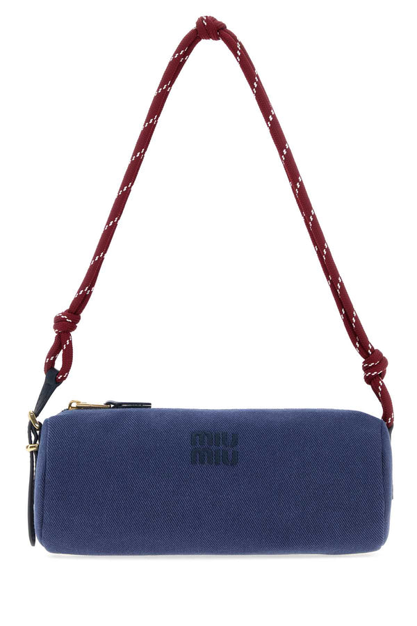 Miu Miu Exterior: 100% Fabric; Lining: 100% Fabric; Finishing: Golden metal shoulder bag in navy