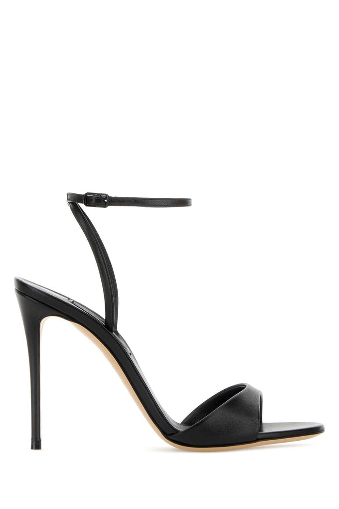 Black Leather Minorca Sandals Nero Sandali
