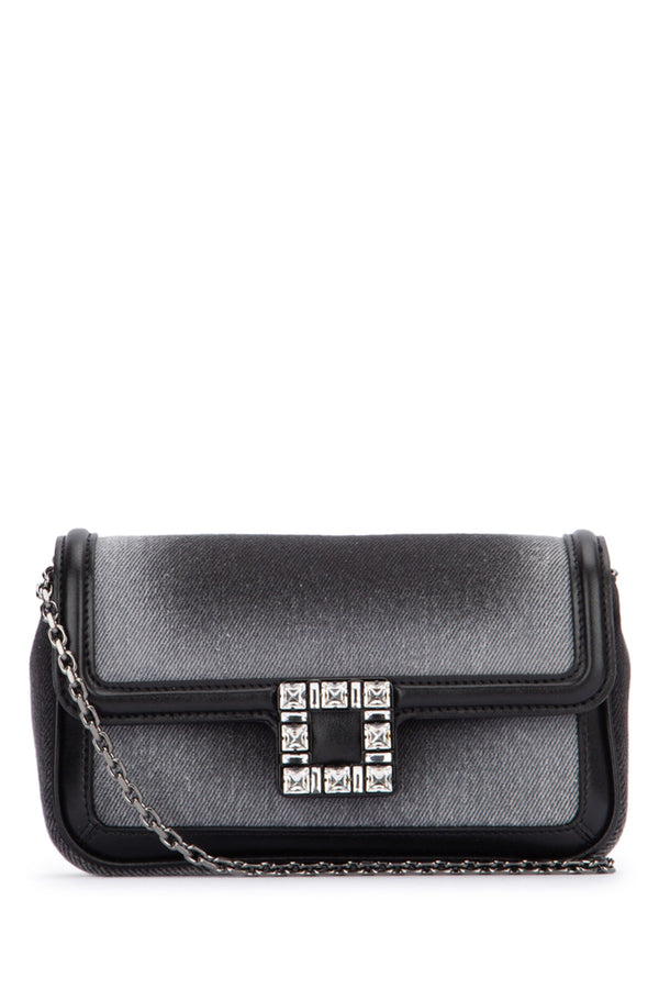 Roger Vivier 100% Cotton Denim with Leather shoulder bag in gray