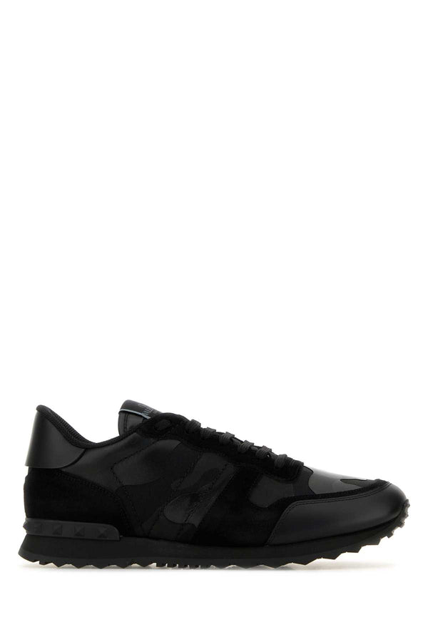 Valentino Garavani Rockrunner Suede and leather sneaker in black