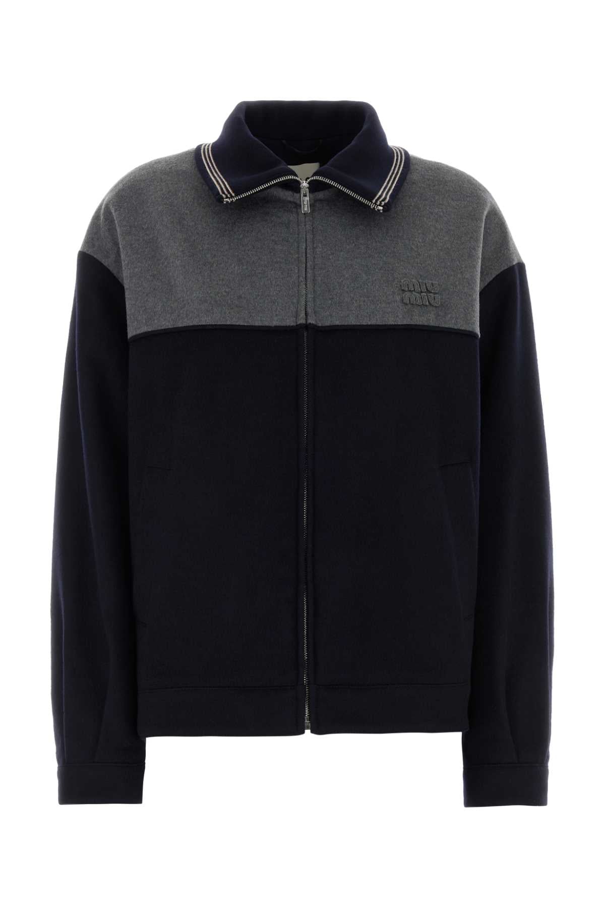 Two-Tone Velour Jacket Blugrigio Giubbini