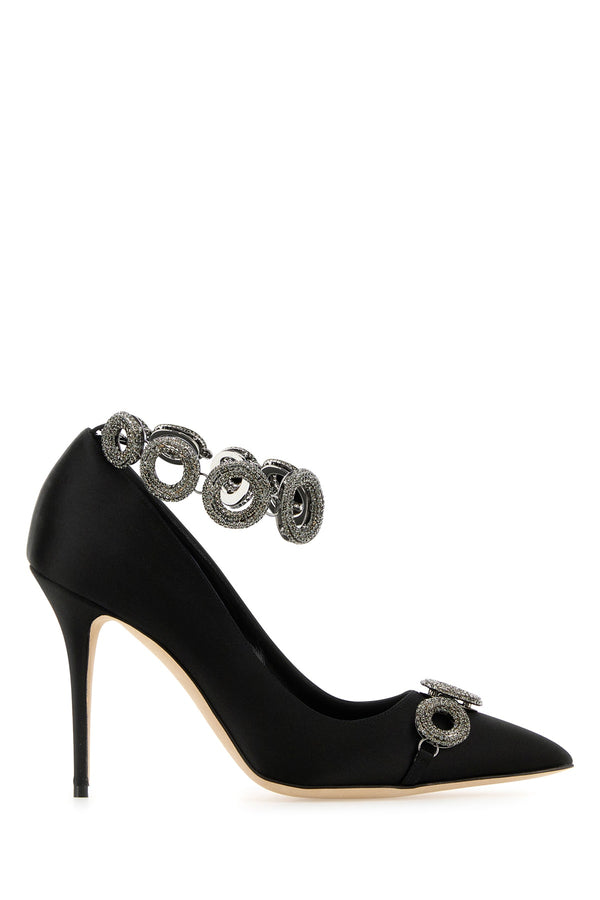 Manolo Blahnik Blck 100% Fabric (72% Virgin Wool heel in black